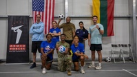 Professional soccer players host clinic for U.S. Soldiers in Pabradė, Lithuania