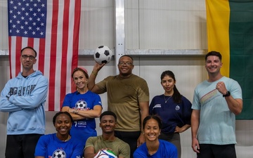Professional soccer players host clinic for U.S. Soldiers in Pabradė, Lithuania