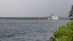 B-Roll: HMCS Regina departs Pearl Harbor during RIMPAC 2026