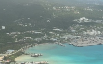 U.S. Coast Guard HC-130J Hercules crew overflies CNMI ports post Super Typhoon Bavi