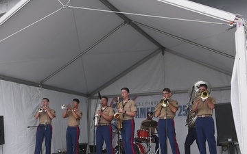 2nd Marine Division and Coast Guard Band Perform at the Intrepid Museum during INR 250