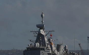 B-Roll: HMNZS Te Mana departs Pearl Harbor to begin RIMPAC 2026 sea phase