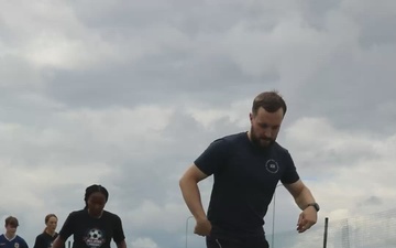 U.S. and U.K. soldiers participate in Armed Forces Entertainment All-Star Soccer Tour
