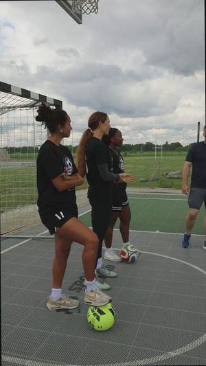 B-Roll: U.S. and U.K. soldiers participate in Armed Forces Entertainment All-Star Soccer Tour