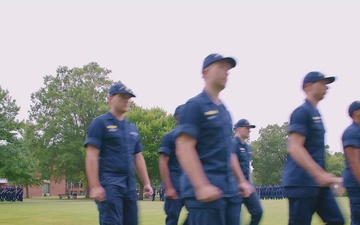 U.S. Coast Guard Members March on Parade Field