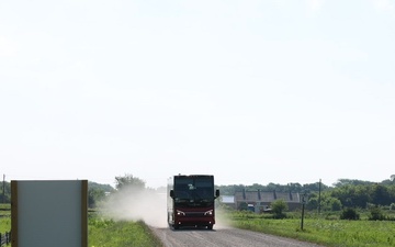 Bus takes participants to the location of the groundbreaking for the new Future Artillery complex at Iowa Army Ammunition Plant