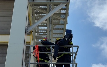 Firefighters conduct rescue training at Torii Station