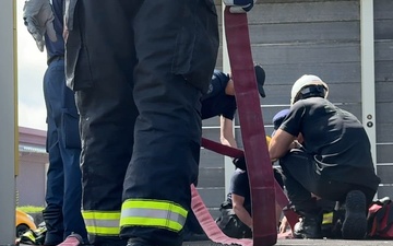 Firefighters conduct rescue training at Torii Station