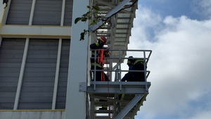 Firefighters conduct rescue training at Torii Station