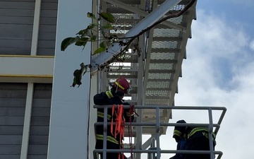 Firefighters conduct rescue training at Torii Station