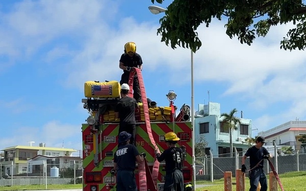 Firefighters conduct rescue training at Torii Station