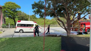 Firefighters conduct rescue training at Torii Station