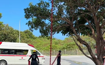 Firefighters conduct rescue training at Torii Station