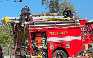 Firefighters conduct rescue training at Torii Station