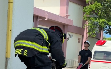 Firefighters conduct rescue training at Torii Station