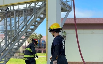 Firefighters conduct rescue training at Torii Station