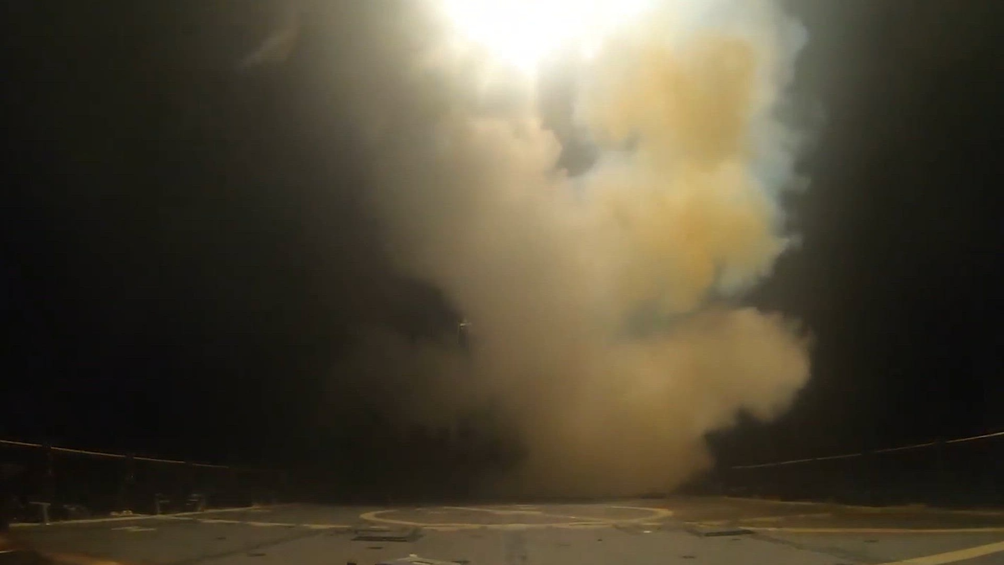 Video footage released of aircraft and precision munitions against Iranian military targets.