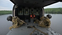 B-roll Video of Minnesota National Guard mobilized during aerial wildfire suppression operations at Orr Regional Airport