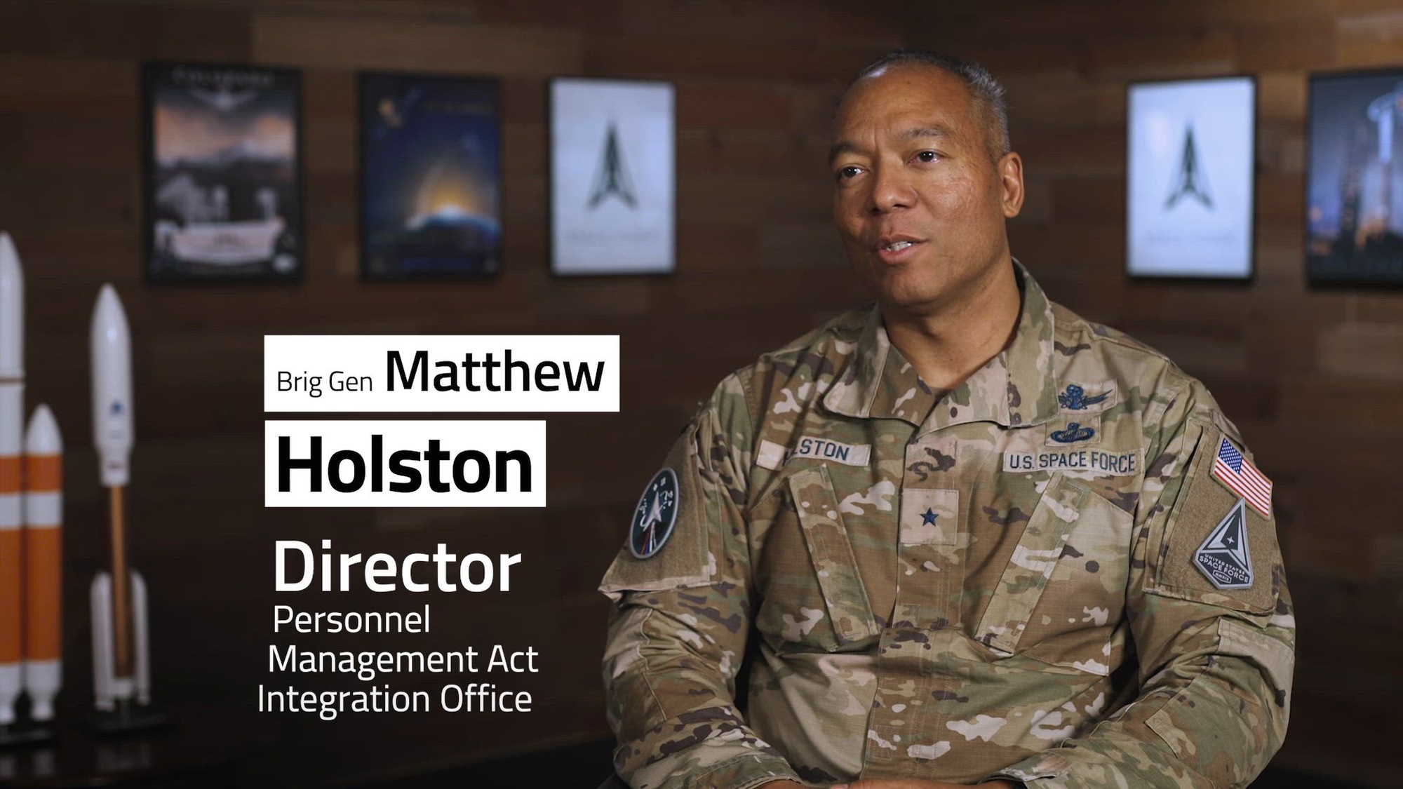 Brig. Gen. Matthew Holston, Personnel Management Act Integration Office director, explains how a landmark effort enables Guardians to transition between full-time and part-time work roles throughout their careers. (U.S. Air Force video)