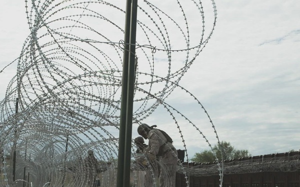 JTF-SB Marines conduct barrier reinforcement operations in Nogales