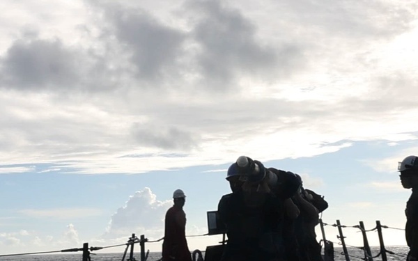 USS John Paul Jones (DDG 53) sets sea and anchor detail while arriving at Naval Base Guam