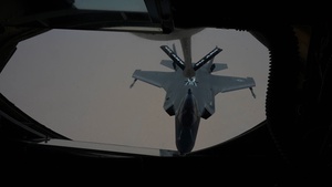 KC-135 refuels fighter aircraft in the CENTCOM area of responsibility