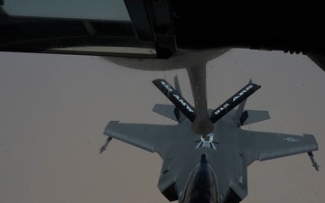 KC-135 refuels fighter aircraft in the CENTCOM area of responsibility