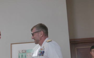 MARFOREUR/AF Commander, Italian Rear Adm. Michele Orini discuss maritime security at AMFS 2026