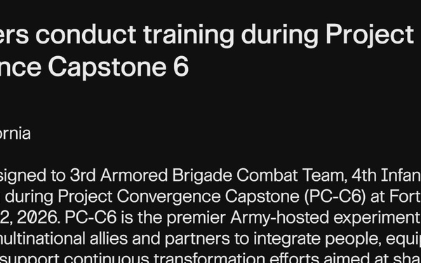 4ID Soldiers conduct training during Project Convergence Capstone 6