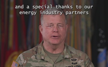 DLA Director LTG Mark Simmerly delivers a message for Refiner's Wargame (open caption)