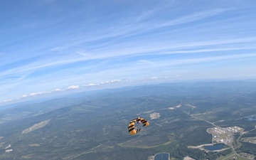 The U.S. Army Parachute Team jumps for Arctic Lightning Open House
