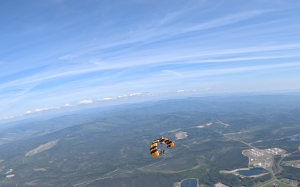 The U.S. Army Parachute Team jumps for Arctic Lightning Open House
