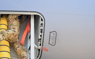 KC-135 refuels U.S. Navy fighters in the CENTCOM area of responsibility