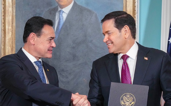 Secretary of State Marco Rubio participates in a Strategic Civil Nuclear Cooperation memorandum of understanding signing ceremony with Paraguayan Vice President Pedro Alliana