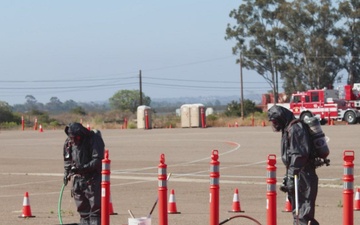 Miramar Fire Department and San Diego DEHQ conduct a simulated technical decontamination exercise on MCAS Miramar
