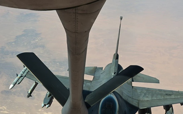 KC-135 refuels F16s for regional stability