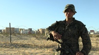 U.S. Marine with 2nd Bn., 1st Marines, speaks about drone operations during AFX