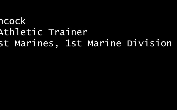 Athletic trainer with 1st Marines, speaks about FMF sports medicine application during AFX