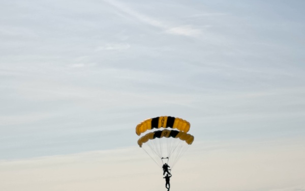 The U.S. Army Parachute Team jumps for Arctic Thunder Airshow