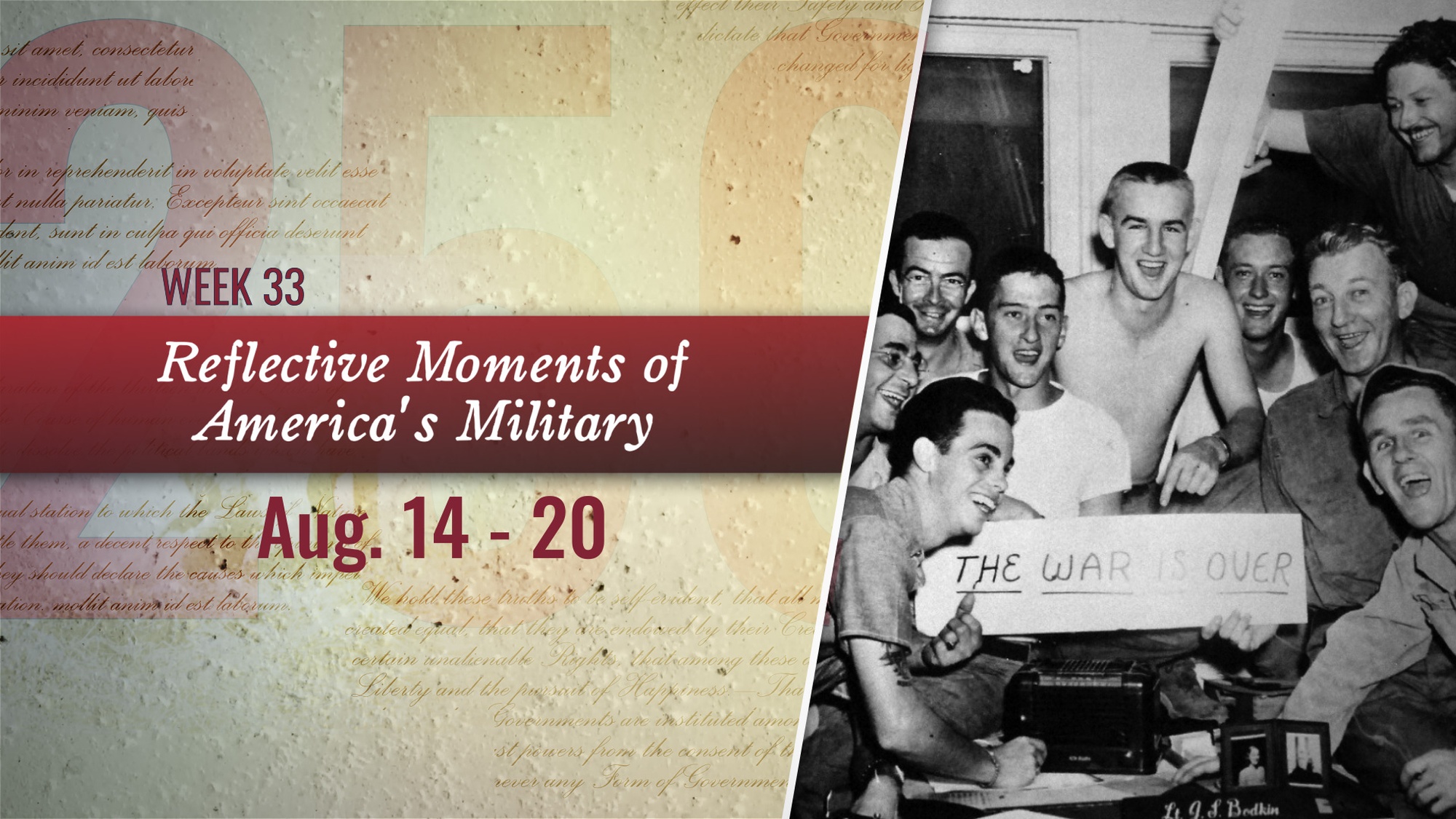 Video covering week 33 for the War Department’s Reflective Moments of America’s Military series, highlighting significant moments in America’s 250-year military history. (DOW video by Navy Petty Officer 2nd Class Tyler Wheaton)