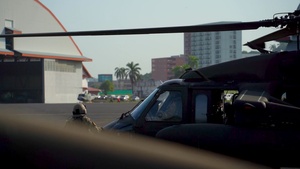 Joint Task Force-Bravo’s 1st Battalion, 228th Aviation Regiment conducts a tactical flyover during PANAMAX 2026’s distinguished visitors day