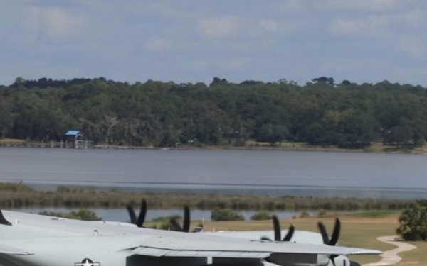 WC-130J taking off (slo-mo)