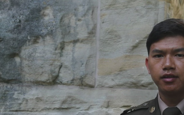 U.S. Army Staff Sgt. Jonah Mang discusses the USAREUR-AF Best Squad Competition A-Roll