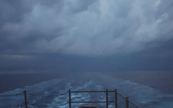 PCU John F. Kennedy Transits Through a Storm During Acceptance Trials
