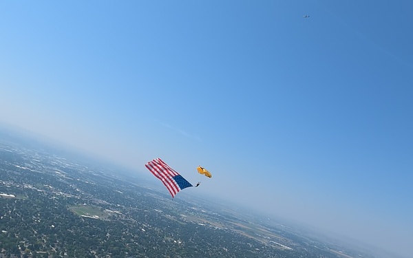 The U.S. Army Parachute Team jumps for Yellowstone International Airshow