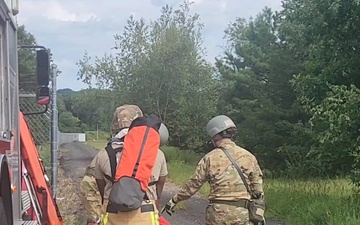 104th Fighter Wing Fire Department Simulates Pilot Rescue Exercise