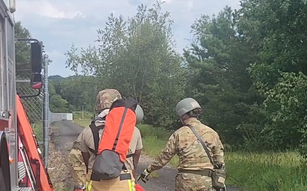 104th Fighter Wing Fire Department Simulates Pilot Rescue Exercise