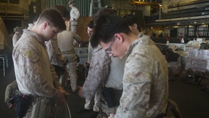 Marines Conduct Rappelling Drills Aboard USS Boxer