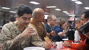 USS Boxer Sailors, Marines Serve Food, Eat on the Mess Decks