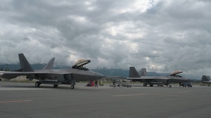 B-Roll: Airmen conduct pre-flight checks on F-22 Raptors during RED FLAG-Alaska 26-3